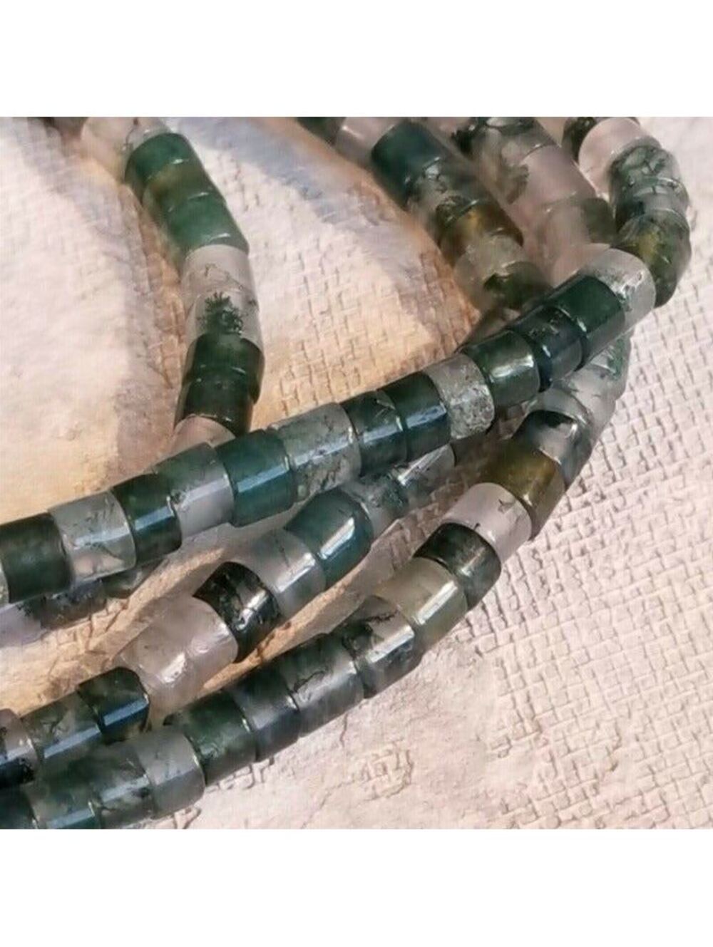50 Natural Montana Moss Agate Round Flat Heishi Rondelle Gemstone Beads Bulk Lot